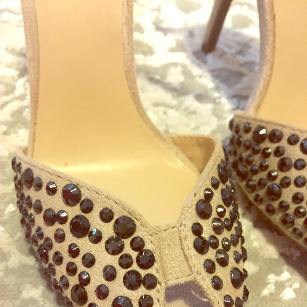Studded peep toe heels